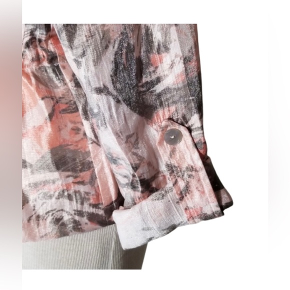 RUBY RD JACKET PINK ABSTRACT FLORAL SIZE 16P WITH ZIPPER AND DRAWSTRING WAIST - Picture 6 of 8